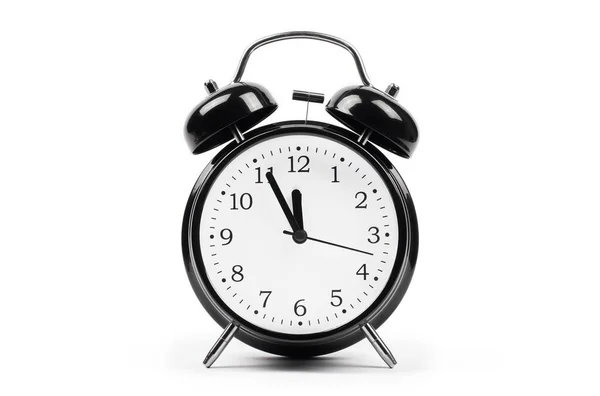 Black Alarm Clock Isolated White Background Stock Image