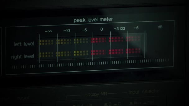 Audio Level Meter Lights Indicating Volume Levels — Stock Video