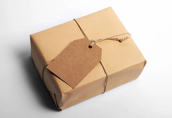 Gift Box Blank Label White — Stock Photo, Image