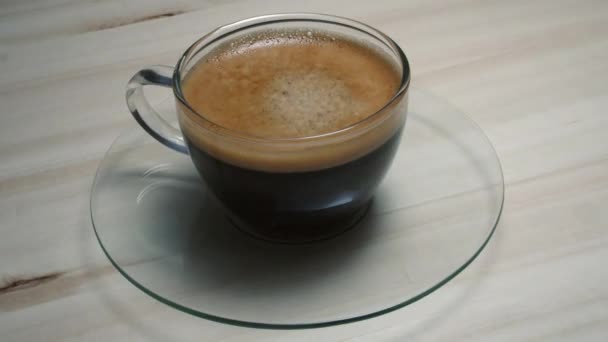 Top Kilátás Kávé Espresso Mozgó Lemezjátszó — Stock videók