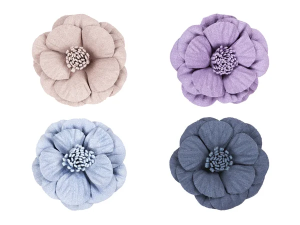 Fabric Flowers Isolated White — Foto Stock