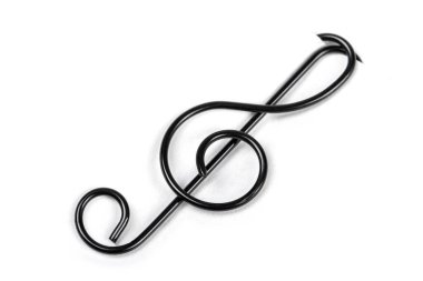 Black treble clef on a white background. Music symbol