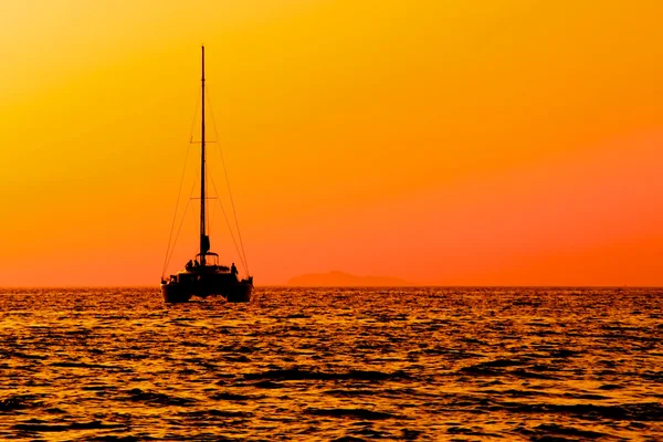 Gün batımında yelkenli katamaran Telifsiz Stok Fotoğraflar