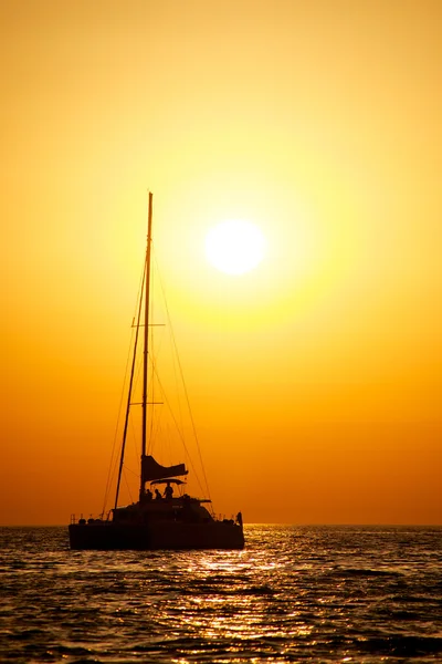 Catamarã vela ao pôr-do-sol Imagem De Stock