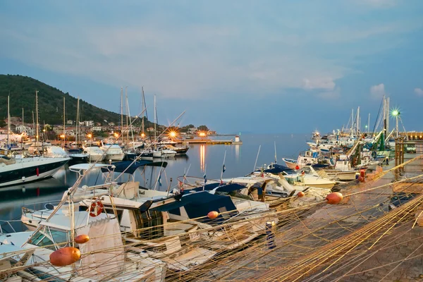 Acciaroli harbor at sunset — Stock Photo, Image