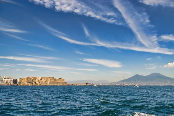 Mount Vesuvius and castle from the sea — Stock Photo, Image