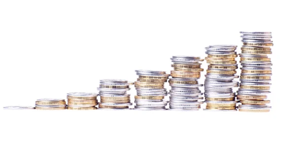 Growing stack of coins — Stock Photo, Image