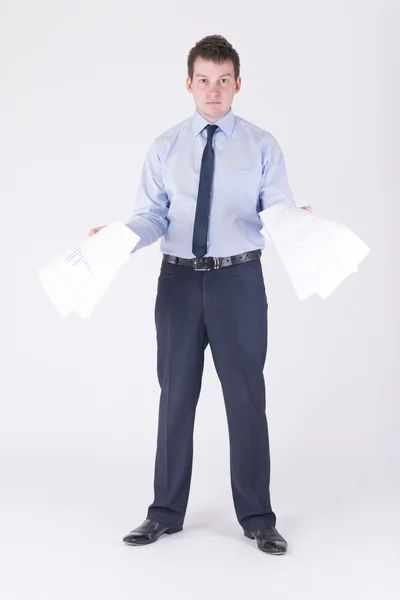 A man waving papers — Stock Photo, Image