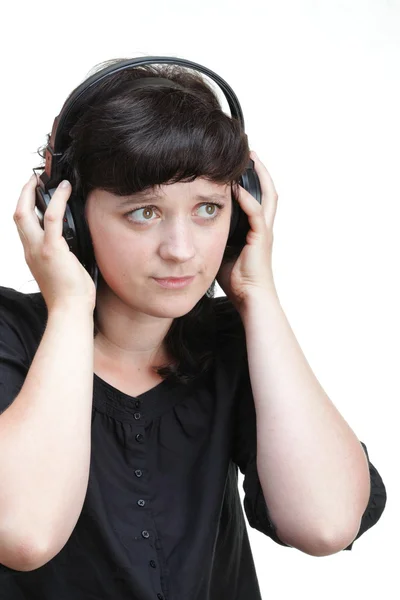 Smiling woman with headphones — Stock Photo, Image