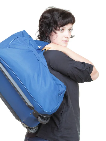 Woman and shoulder bag isolated — Stock Photo, Image