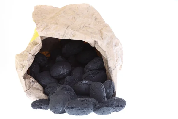 Kohle, Carbon Nugget isoliert auf weißem Hintergrund — Stockfoto