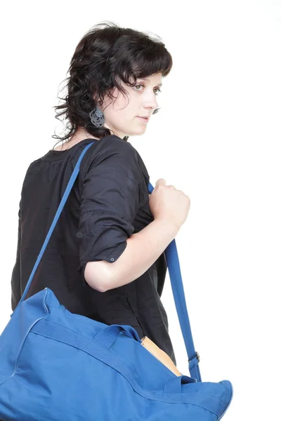 Woman and shoulder bag isolated — Stock Photo, Image