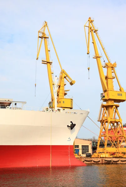 Yellow port crane terminal seaport — Stock Photo, Image