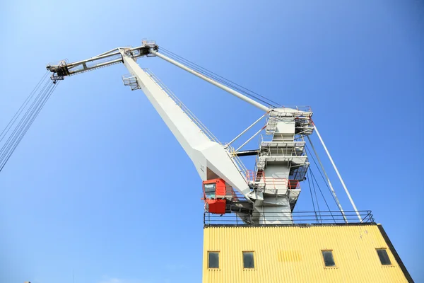 Yellow port crane terminal seaport — Stock Photo, Image