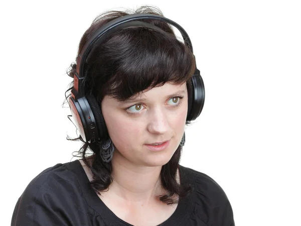 Smiling woman with headphones — Stock Photo, Image