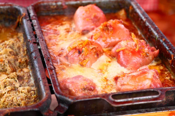 Knuckle of pork in the oven — Stock Photo, Image