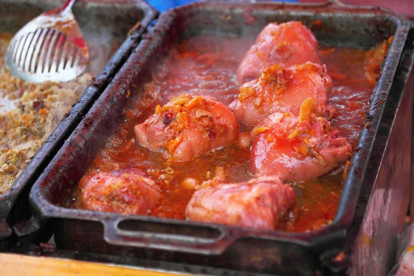 Knuckle of pork in the oven — Stock Photo, Image