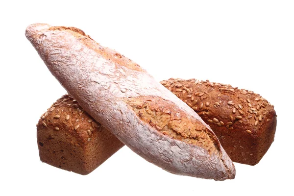 Pane impilato su sfondo bianco — Foto Stock