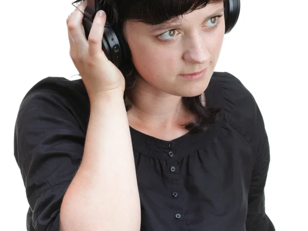 Smiling woman with headphones — Stock Photo, Image