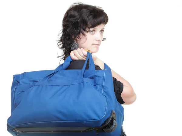 Женщина и плечевая сумка изолированы — стоковое фото