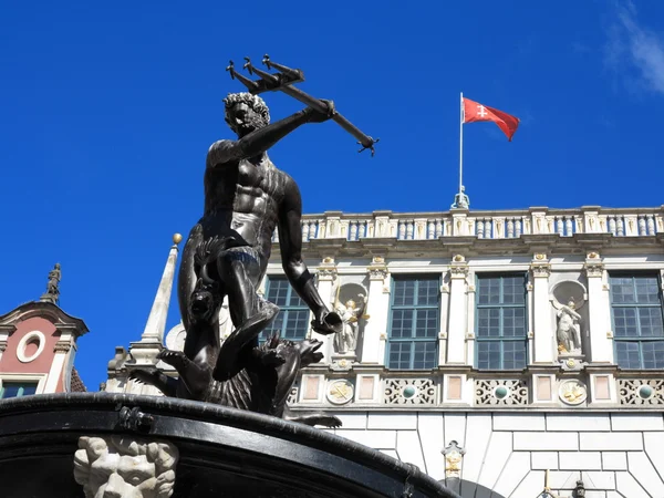 Neptune Fountain and Artus Court in Gdansk Poland — Stock Photo, Image