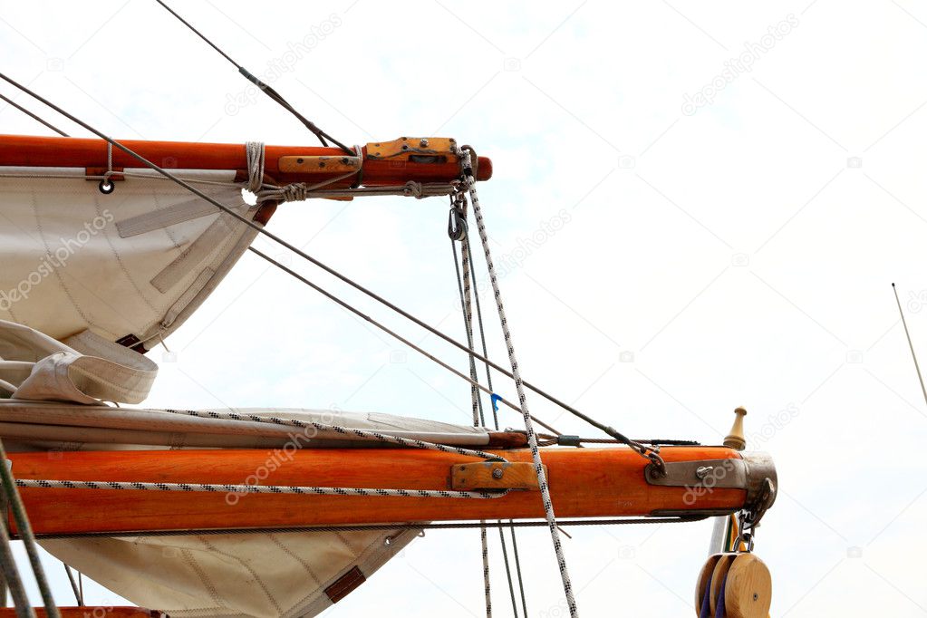 Ship rigging on old yacht