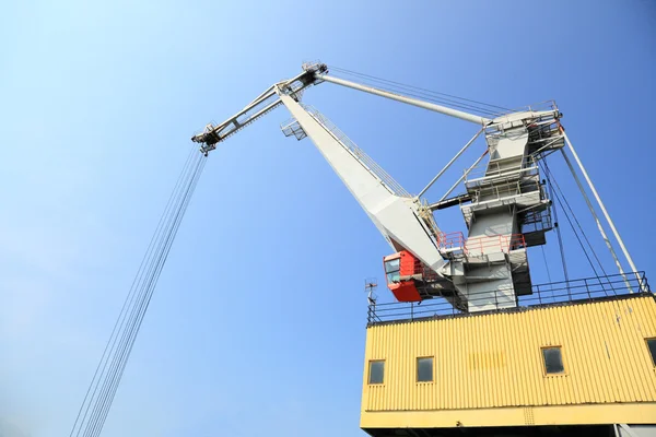 Yellow port crane terminal seaport — Stock Photo, Image