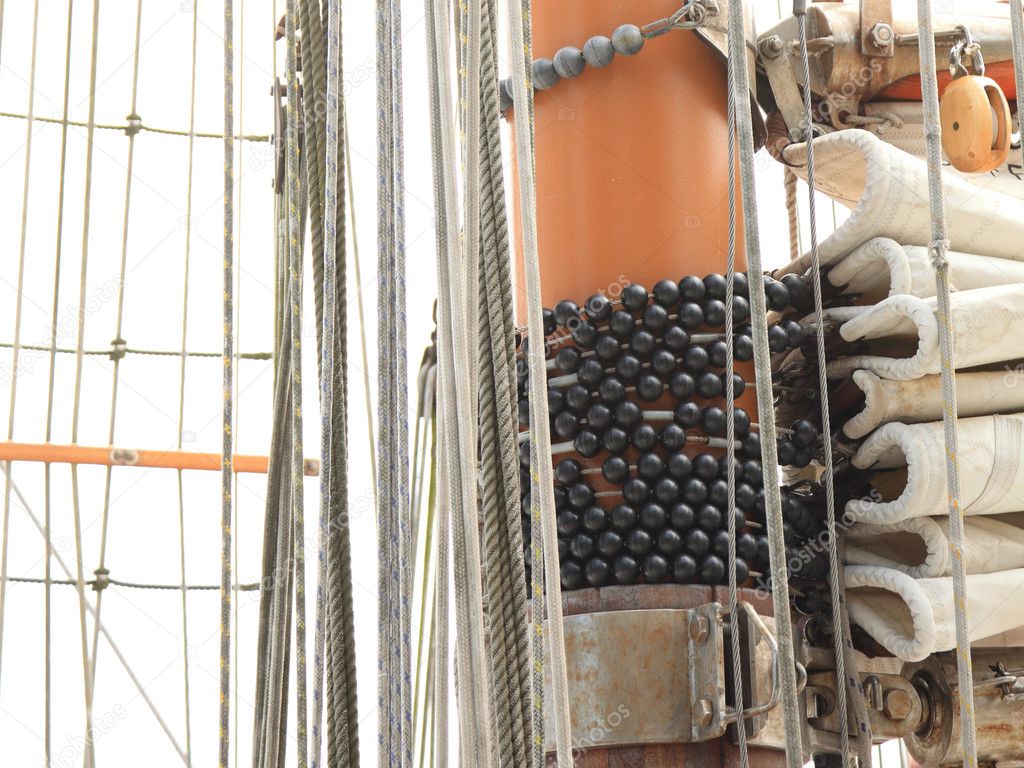 Ship rigging on old yacht