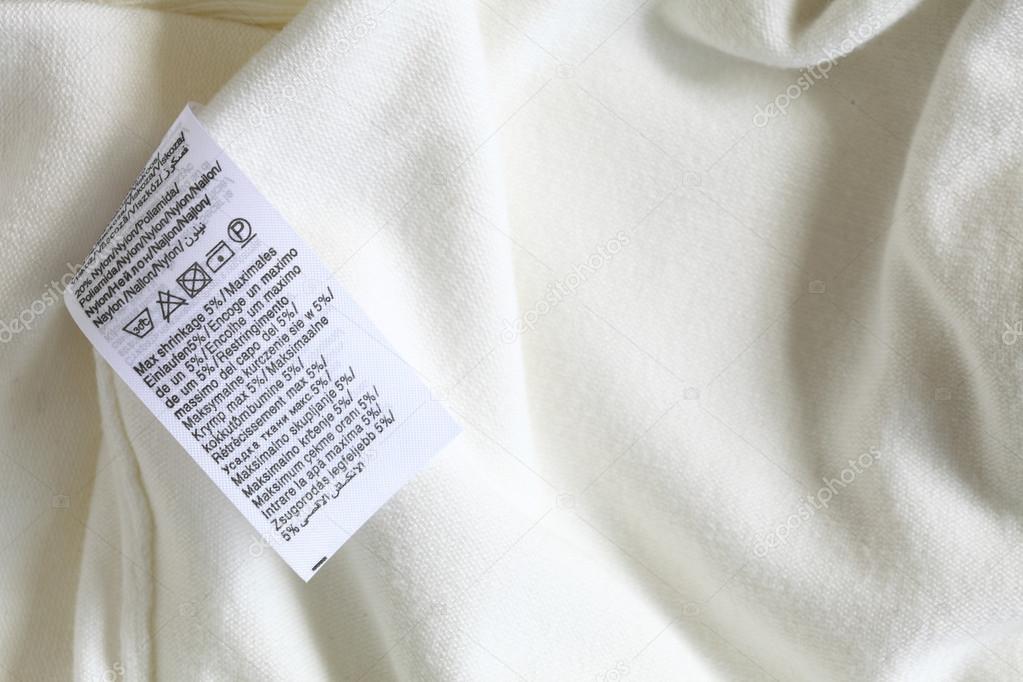 macro of clothing label white