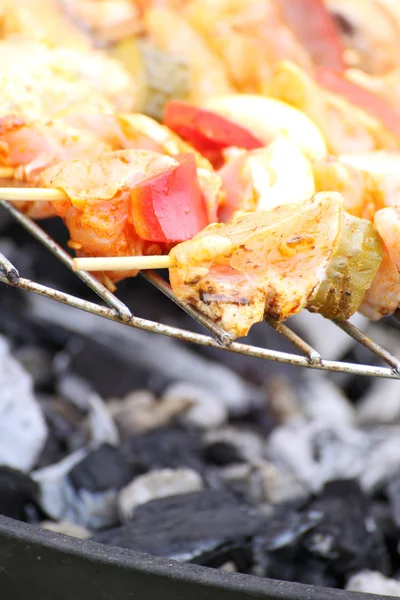 Fogueira fogueira chamas churrasco churrasco bife — Fotografia de Stock
