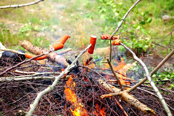 Şenlik ateşi kamp ateşi yangın alevleri Steak Barbekü Izgara - Stok İmaj