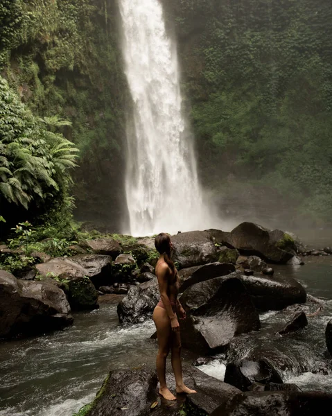 Retrato de una mujer sobre un fondo de la selva. Fotos De Stock