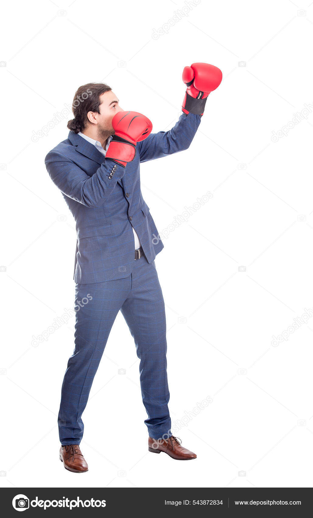 Hombre Negocios Cuerpo Entero Con Guantes Boxeo Rojos Puñetazos Con:  fotografía de stock © 1StunningArt #543872834