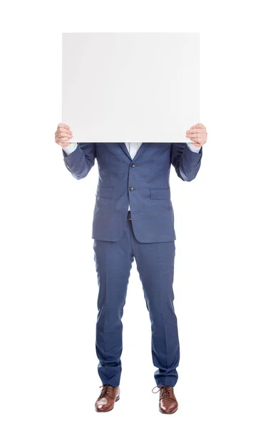 Ανώνυμος Επιχειρηματίας Που Καλύπτει Κεφάλι Ένα Λευκό Πανό Όπως Μια — Φωτογραφία Αρχείου