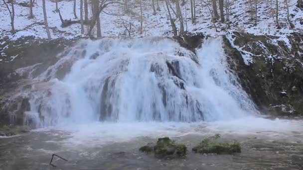 Waterfall in winter — Stock Video