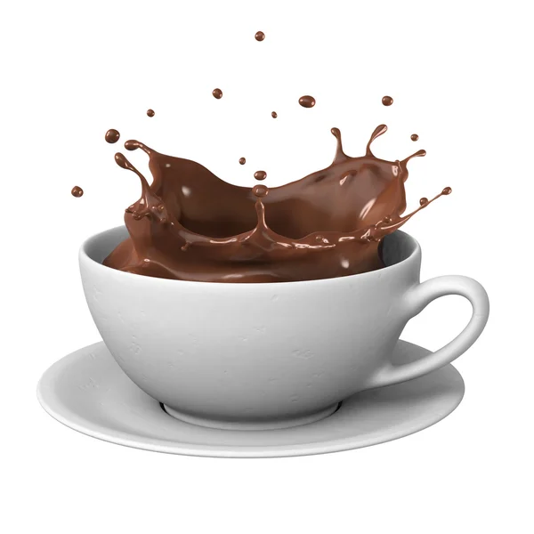Chocolate splash in cup — Stock Photo, Image