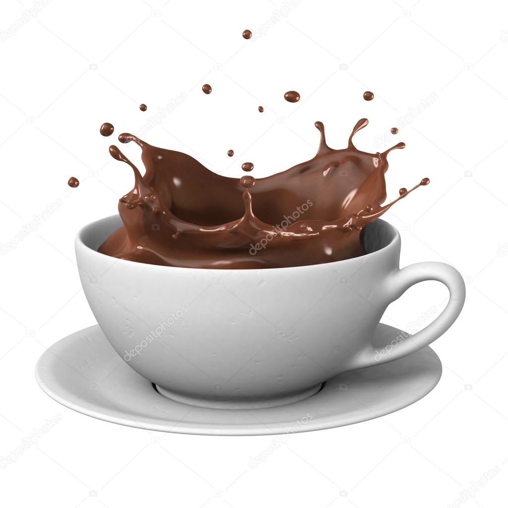 Chocolate splash in cup