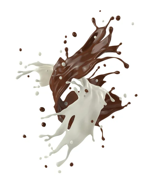 Chocolate with milk splash — Stock Photo, Image