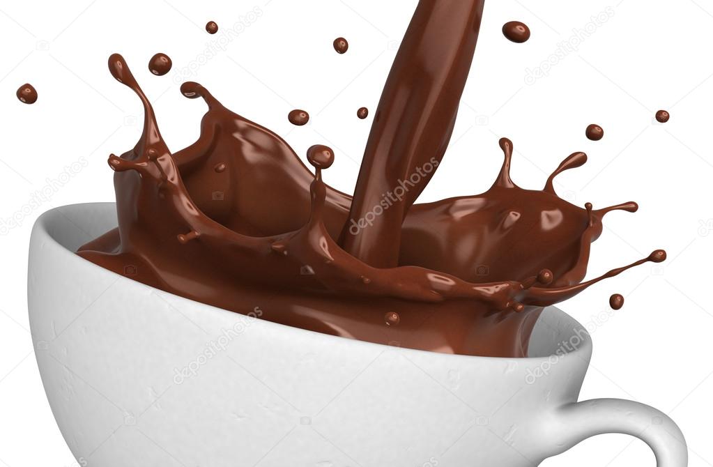 Pouring chocolate in cup