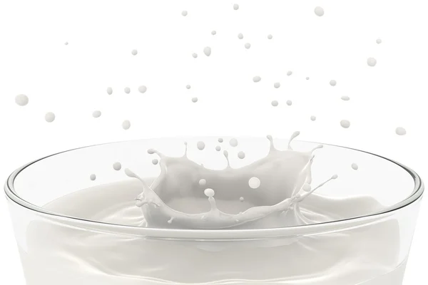 Salpicaduras de leche en vidrio — Foto de Stock