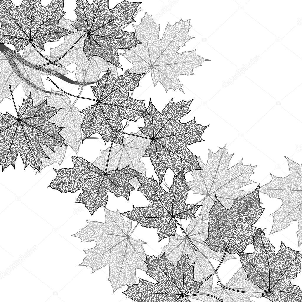 Autumn leaves monochrome template