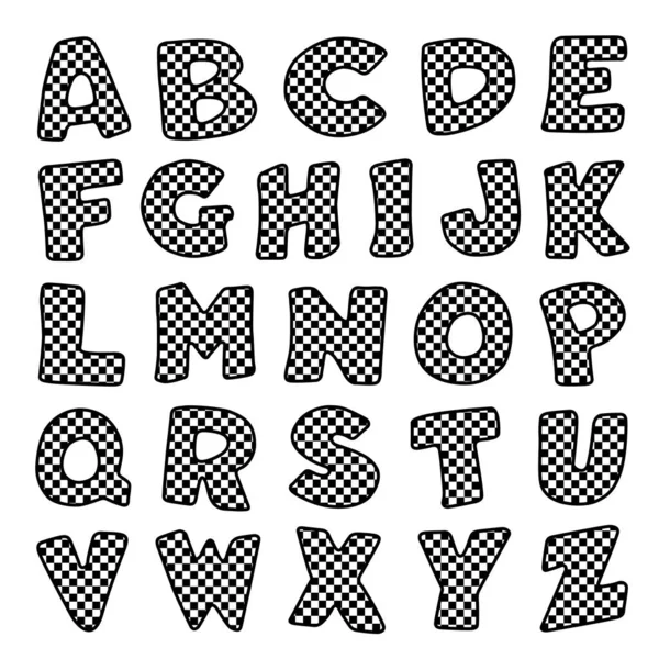 Alphabet Noir Blanc Motif Design Gingham Check Fichier Vectoriel Inclut — Image vectorielle