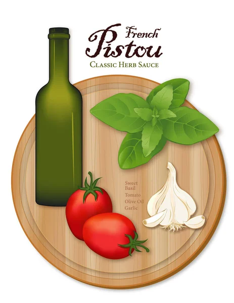 Pistou Classic Herb Seasoning Sauce Provence Region France Popular Soupe — Stock Vector