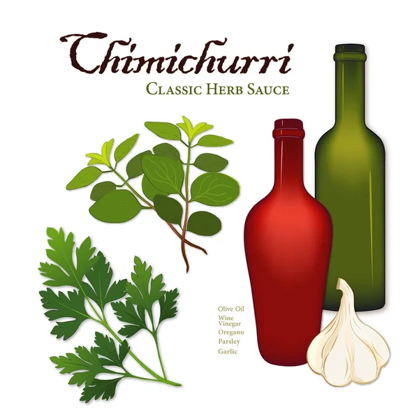 Chimichurri Popular Herb Seasoning Sauce Originated Argentina Used Grilled Meat — Stockvektor