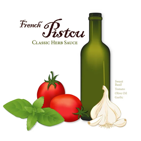 Pistou Popular French Provenal Herb Sauce Soup Pasta Vegetables Includes — Stockvektor