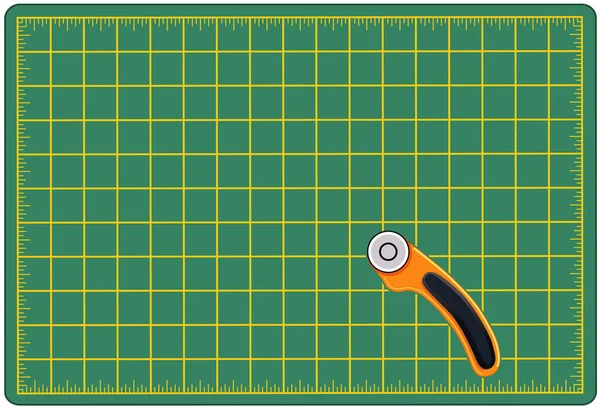 Cutting Mat Rotary Blade Cutter Green Self Healing Mat Rotary — Vector de stock