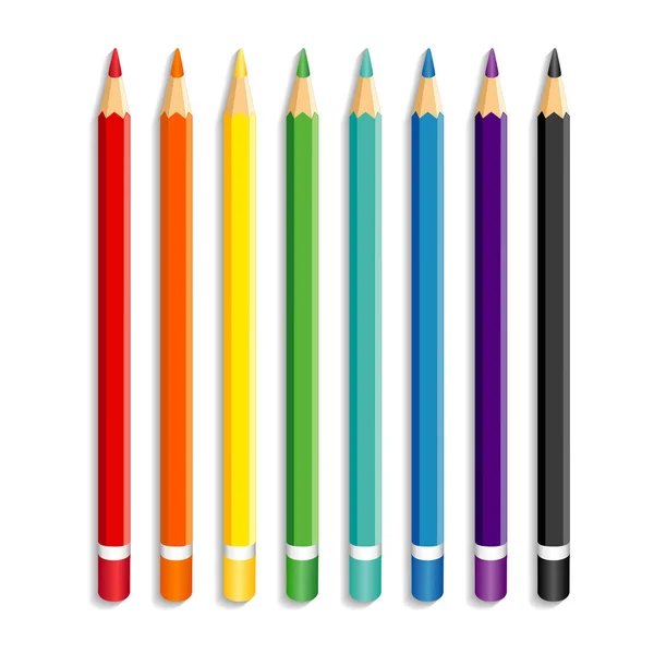 Colored Pencils Rainbow Colors Art Supplies Home Office Back School — Vettoriale Stock