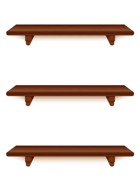 Shelves Brackets Mahogany Wood Grain Three Narrow Mahogany Dark Wood — 图库矢量图片