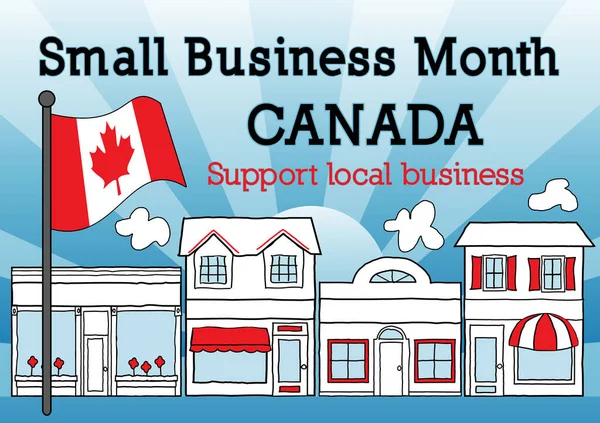Small Business Month Canada October Small Business Month Advertise Promote Jogdíjmentes Stock Illusztrációk
