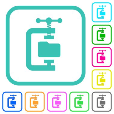 Dizin sıkıştırması beyaz arkaplan üzerindeki eğimli sınırlarda katı renkli düz simgeler
